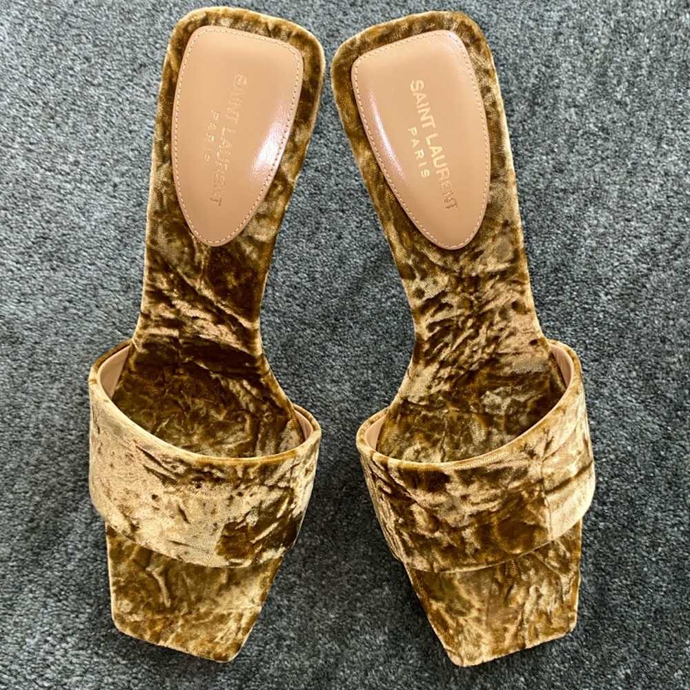 Saint Laurent Velvet Slides